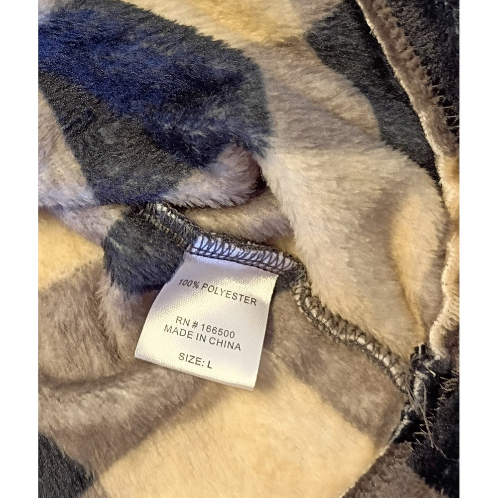 Emily Daniels Sz L Buffalo Plaid Checkerboard Minky Fleece Sweater Button Accent - Picture 5 of 11
